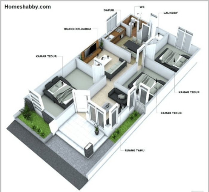 Desain rumah ukuran 7x12 meter 2 lantai