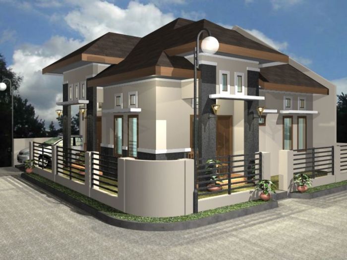 Desain rumah pojok 1 lantai